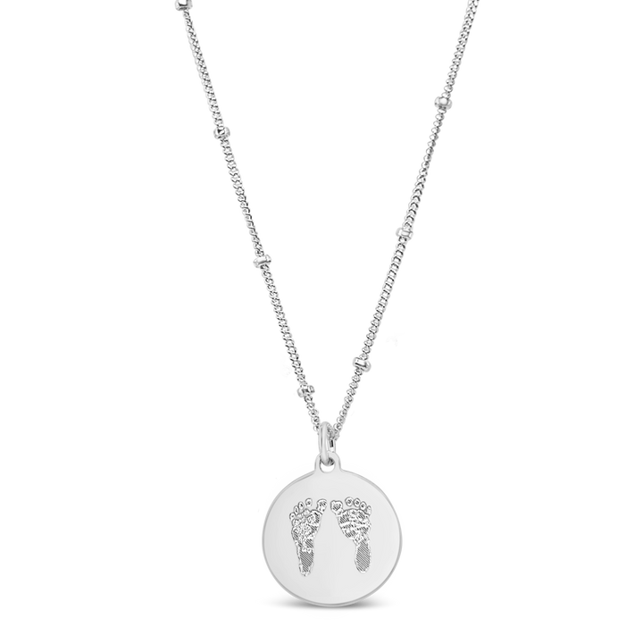 Custom Footprint Disc Necklace