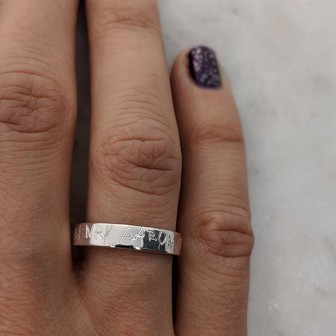 Handwriting Engraved Ring