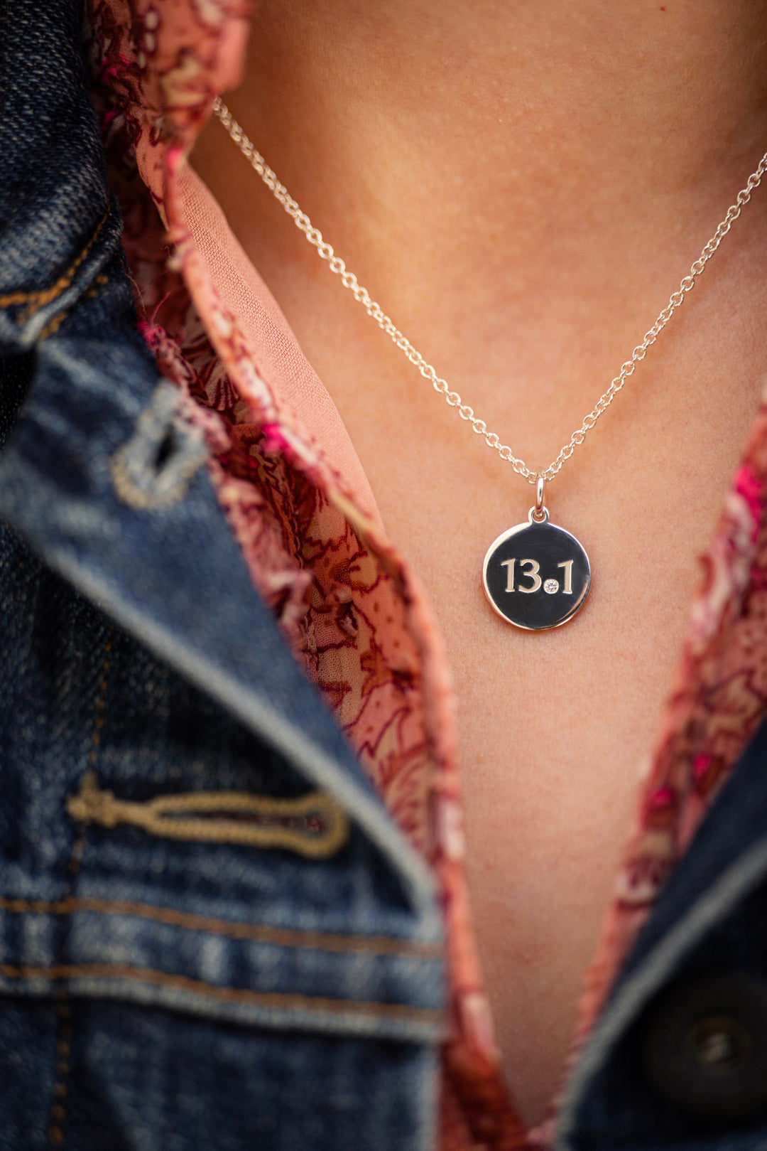 13.1 Half Marathon Disc Necklace with Diamond