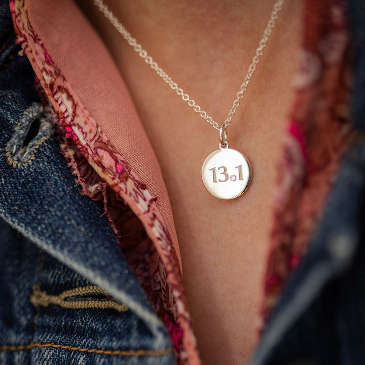 13.1 Half Marathon Disc Necklace with Diamond
