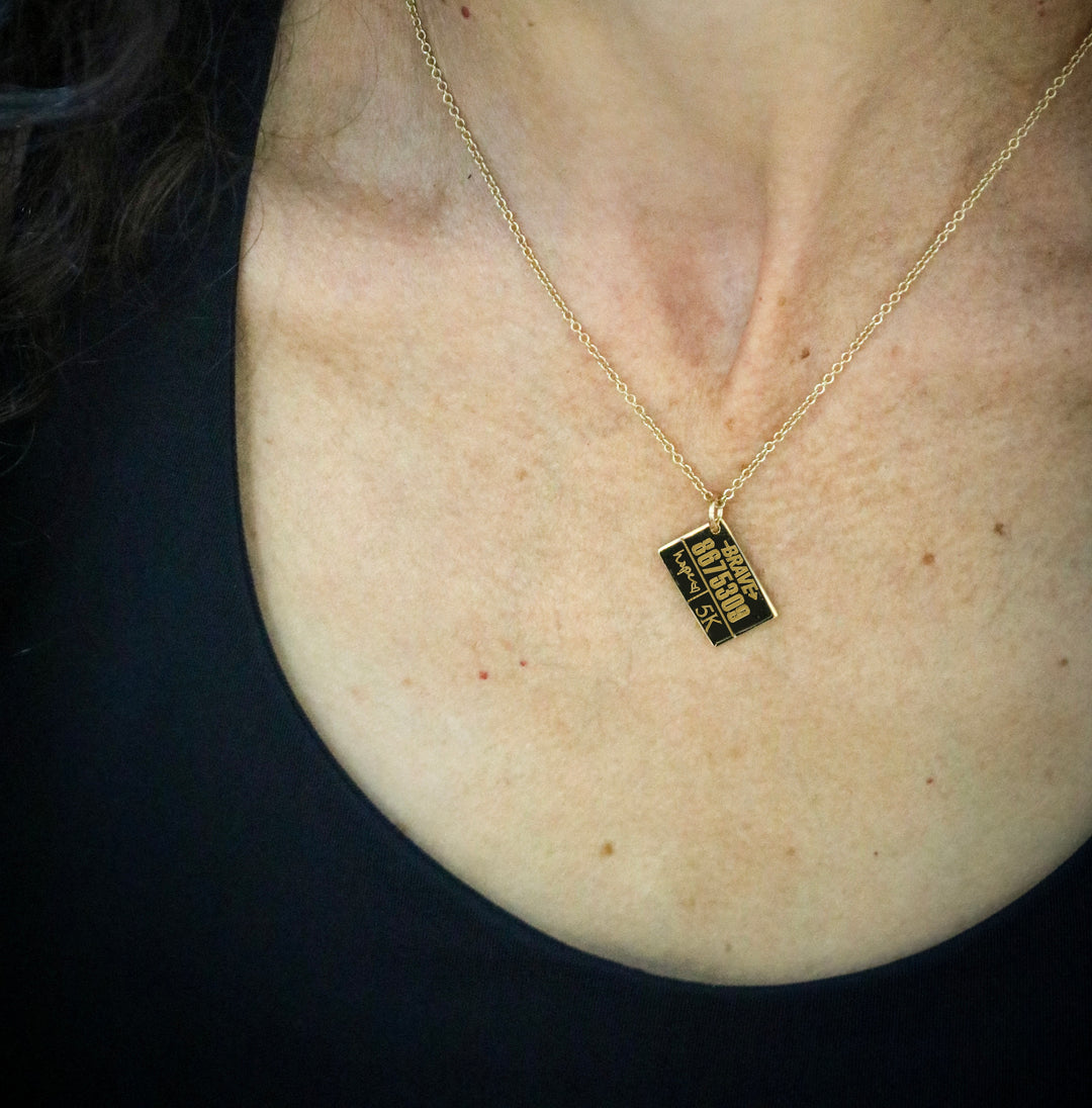 BRAVE Like Gabe Personalized Race Bib Necklace