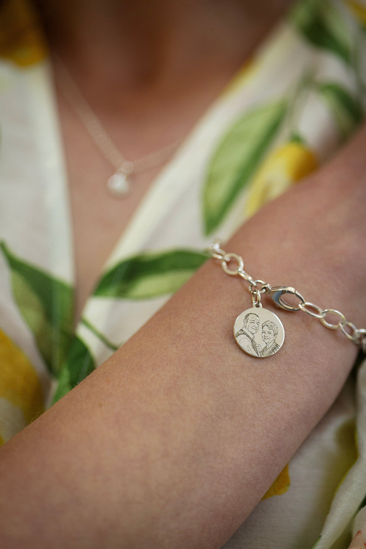 Custom Portrait Disc Charm Bracelet