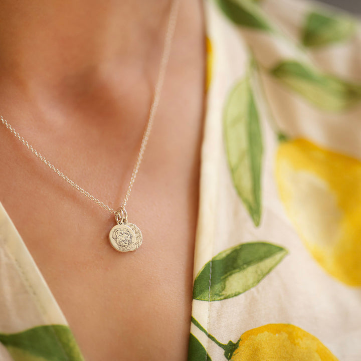 Custom Pet Portrait Mini Disc Necklace