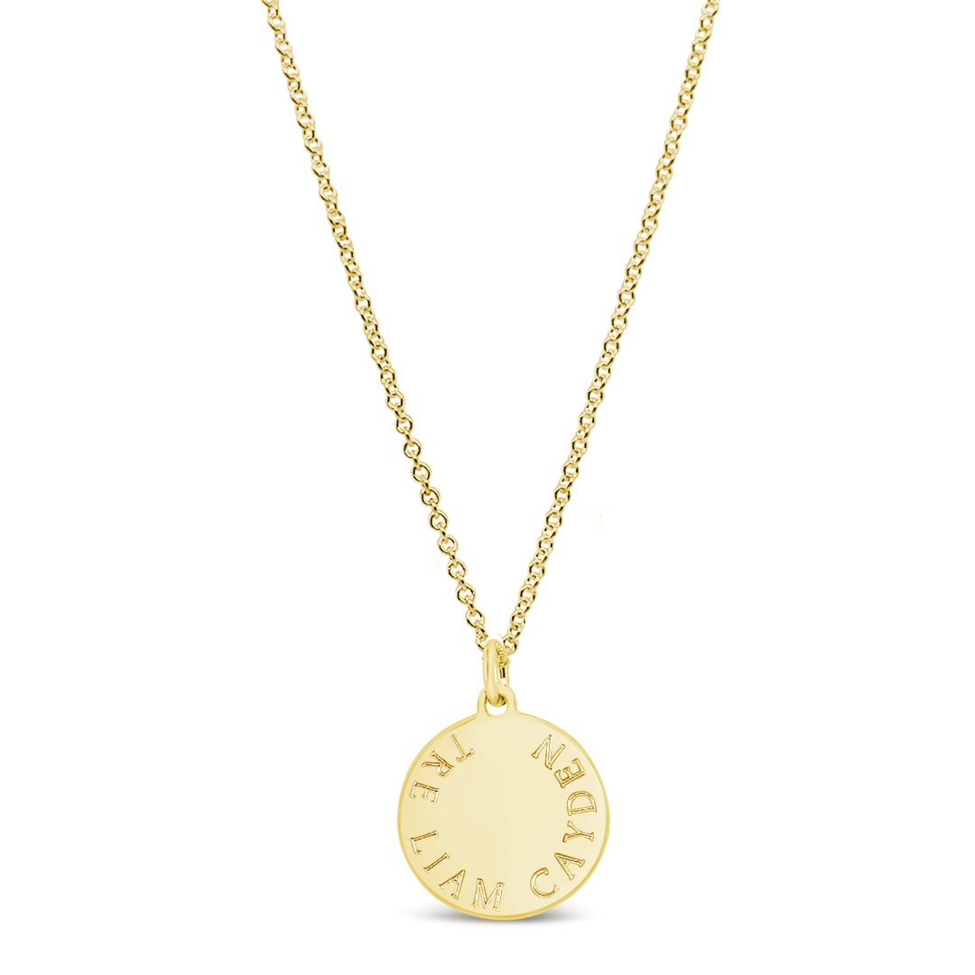 Hebrew Family Names Disc Necklace