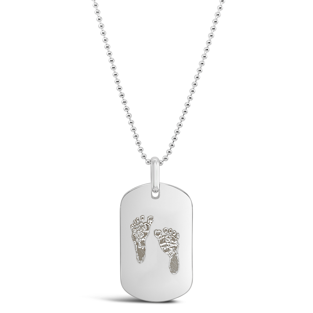 Custom Engraved Handprint and Footprint Dog Tag