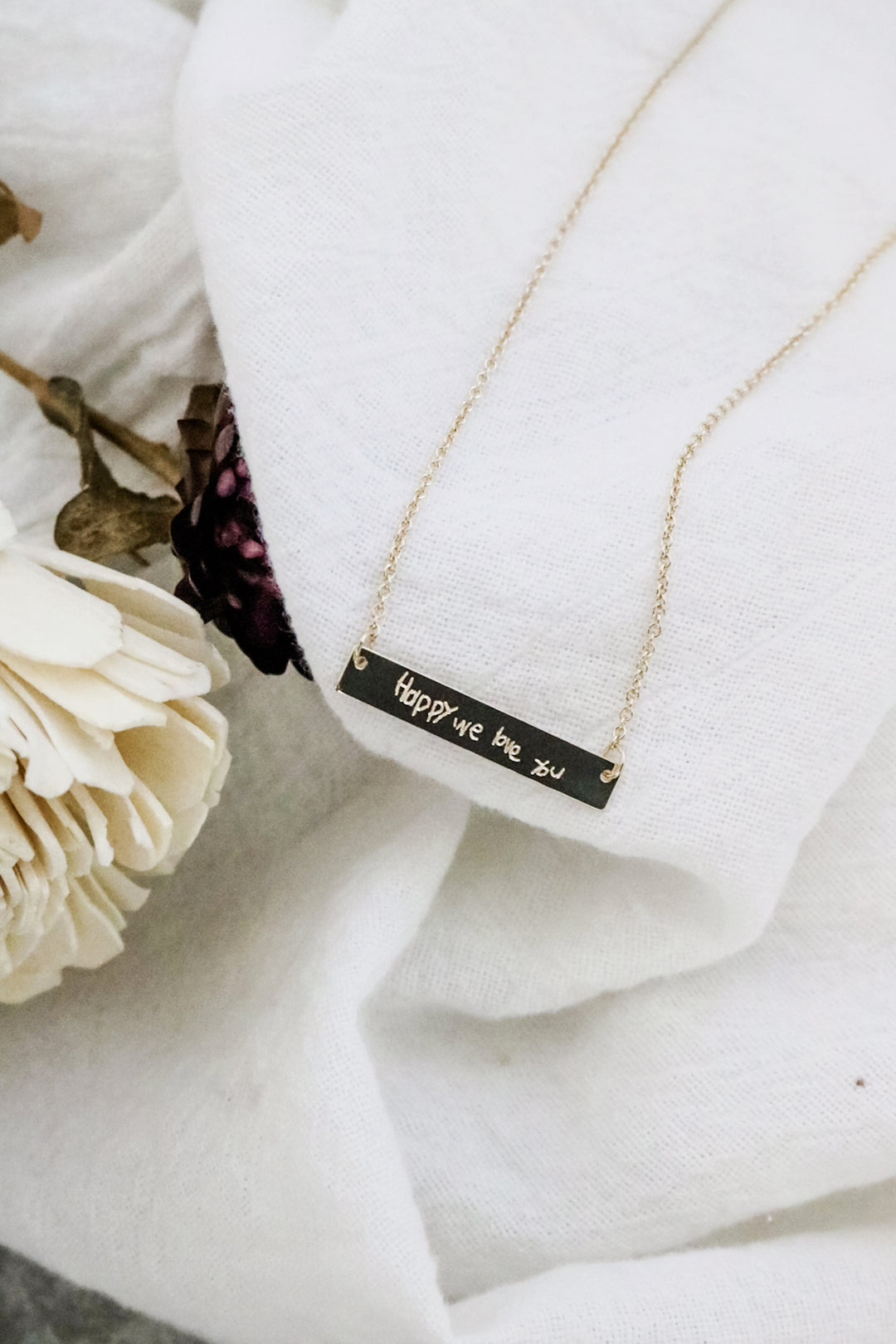 necklace custom engraved with handwriting