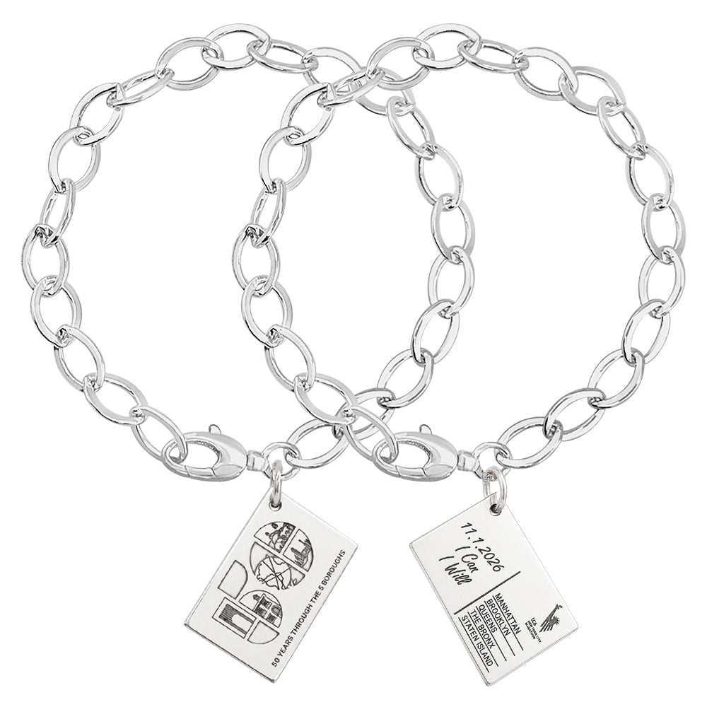 TCS New York City Marathon Five Boroughs Postcard Charm Bracelet