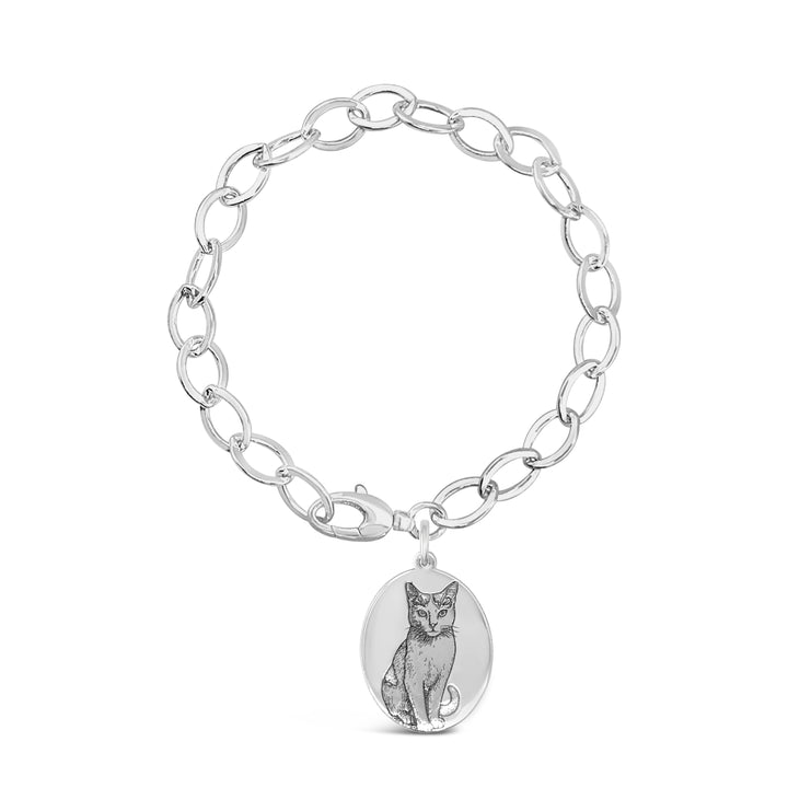 Custom Pet Portrait Oval Charm Bracelet