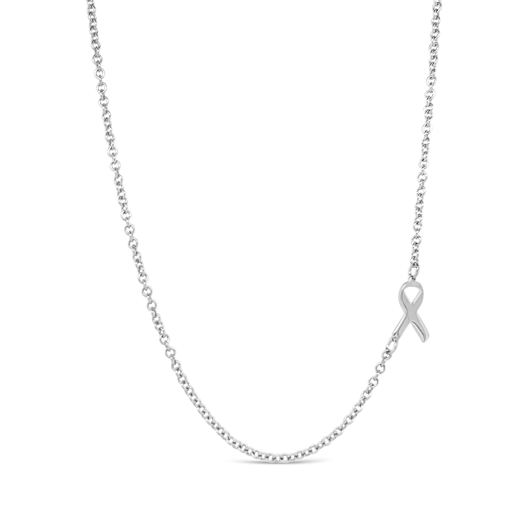 Asymmetrical Ribbon Cancer Ribbon Asymmetrical Necklace – Erica Sara Designs