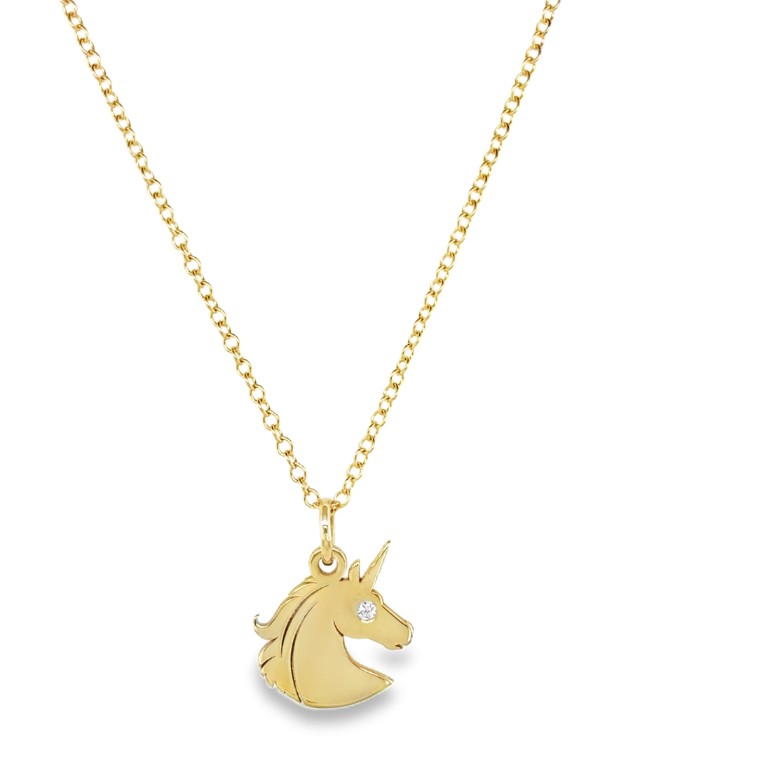 Unicorn Charm Necklace with Gemstone