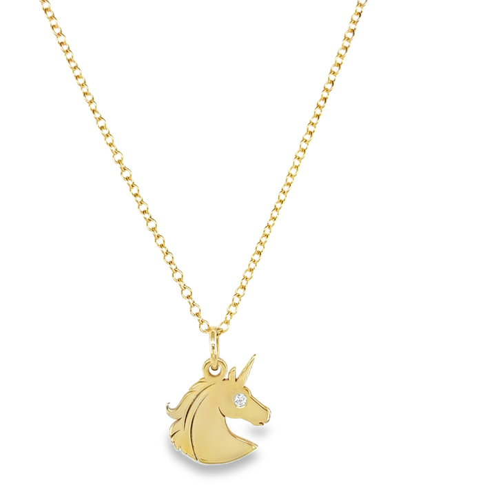Unicorn Charm Necklace with Gemstone