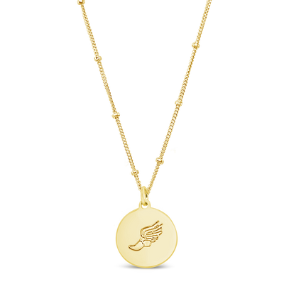 Winged Foot Disc Necklace