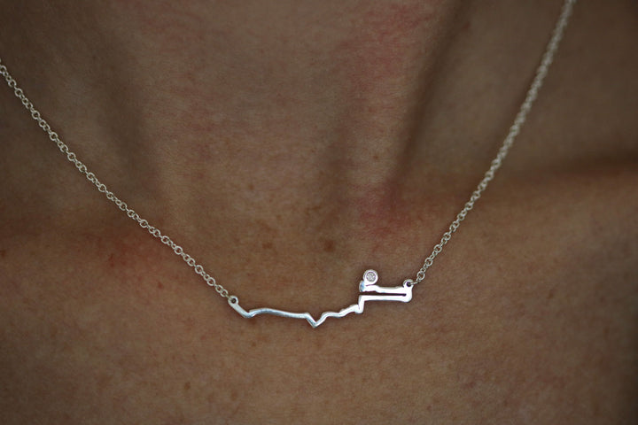 New York City Marathon Course Map Necklace with diamond