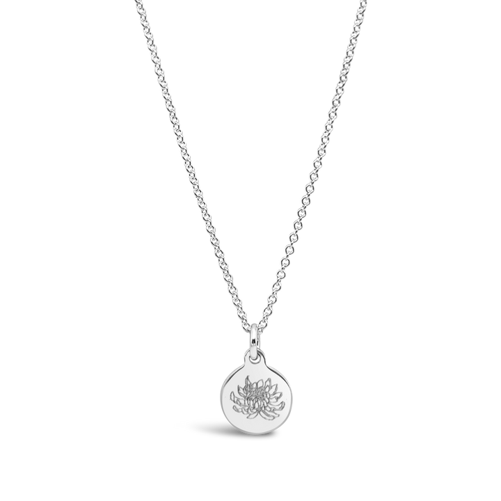 Birth Flower Engraved Necklace (1 Disc)