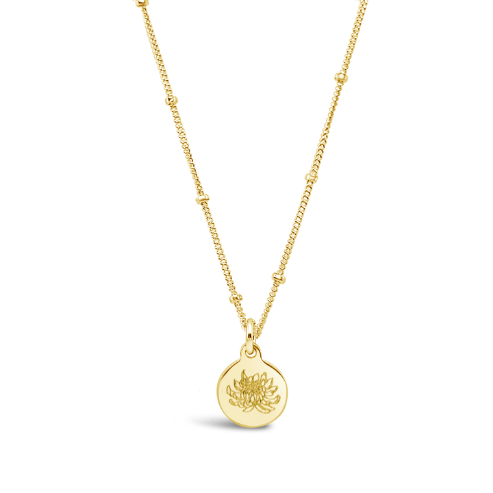 Birth Flower Engraved Necklace (1 Disc)