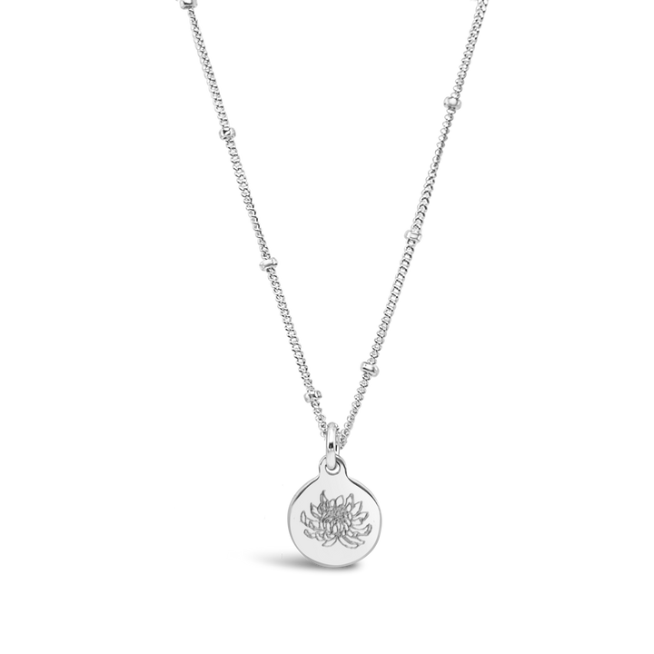 Birth Flower Engraved Necklace (1 Disc)