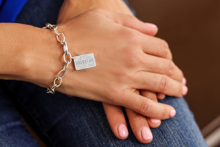 Personalized Race Bib Charm Bracelet