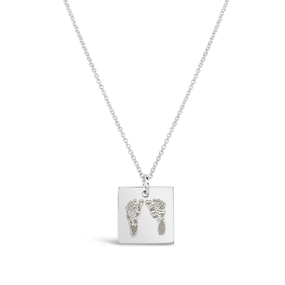 Custom Footprint Square Necklace