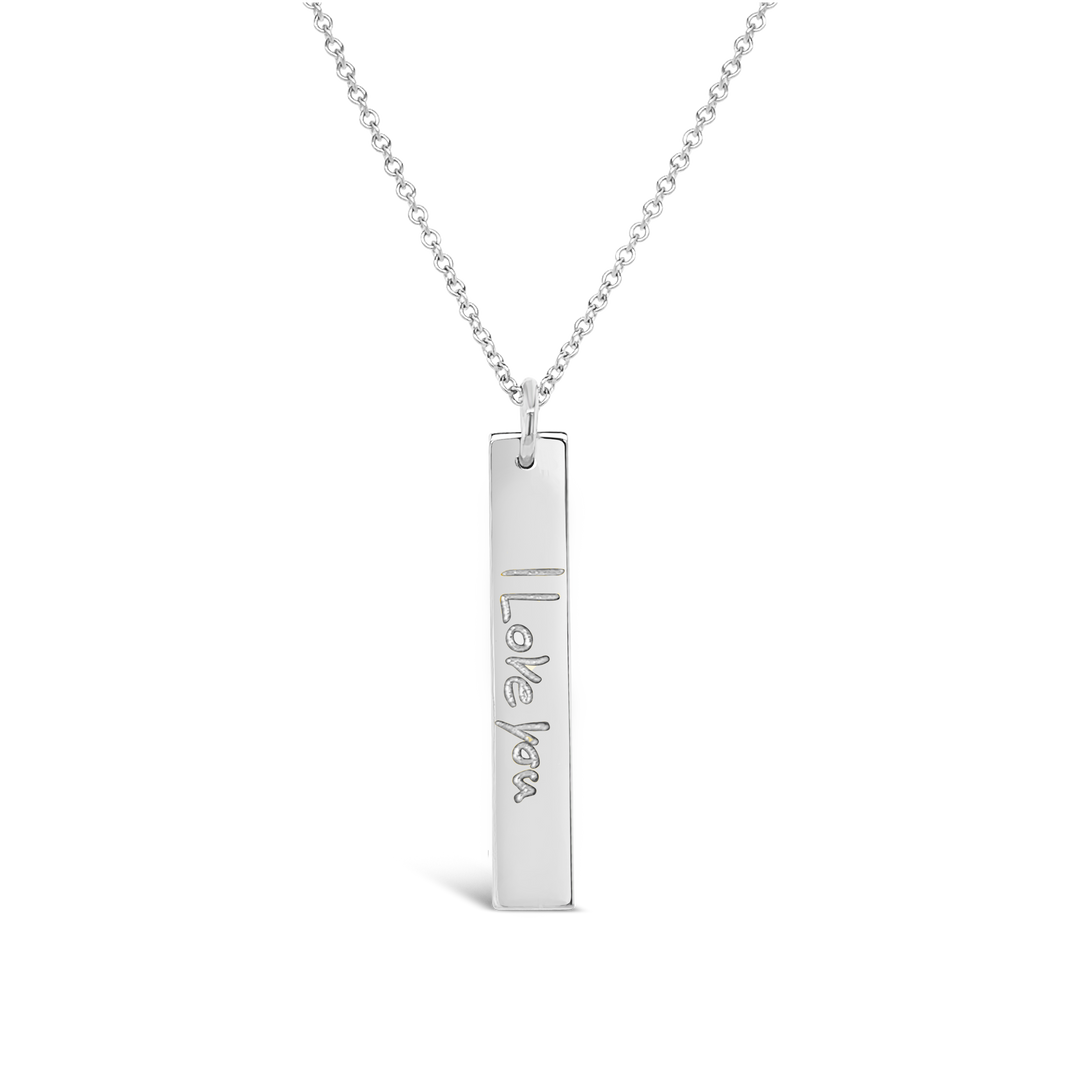 Custom Handwriting Engraved Rectangle Necklace – Erica Sara Designs