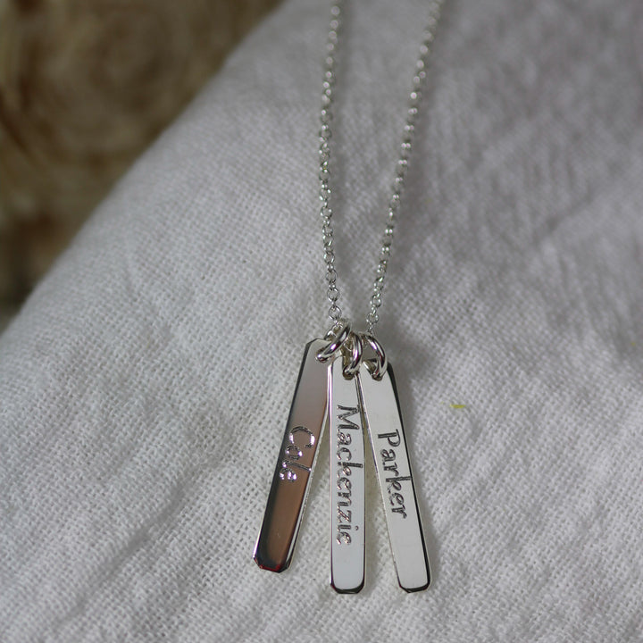 Name Petite Rectangle Necklace (3 Discs)