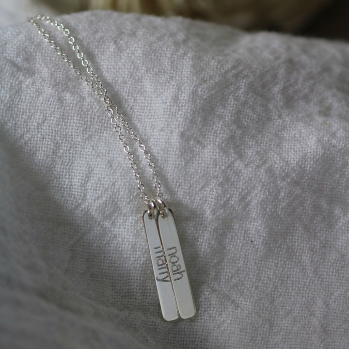 Name Petite Rectangle Necklace (2 Discs)