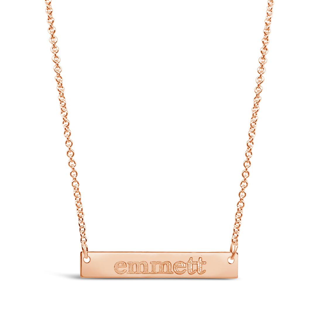 Rose gold bar name necklace discount