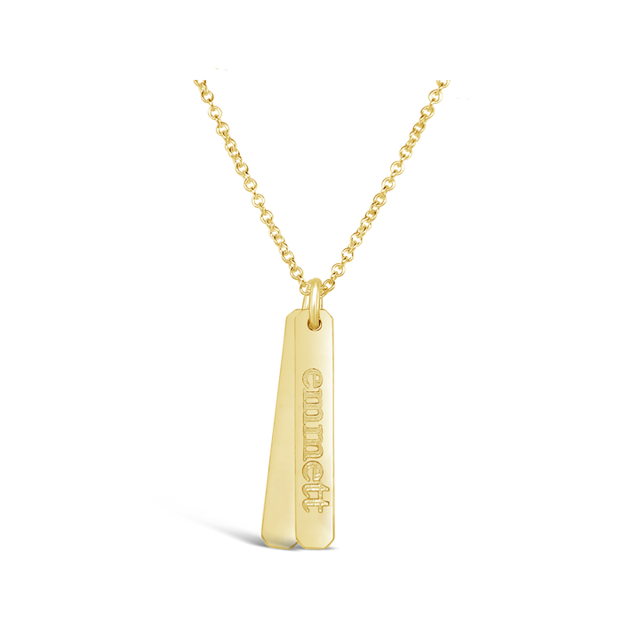 Name Petite Rectangle Necklace (2 Discs)