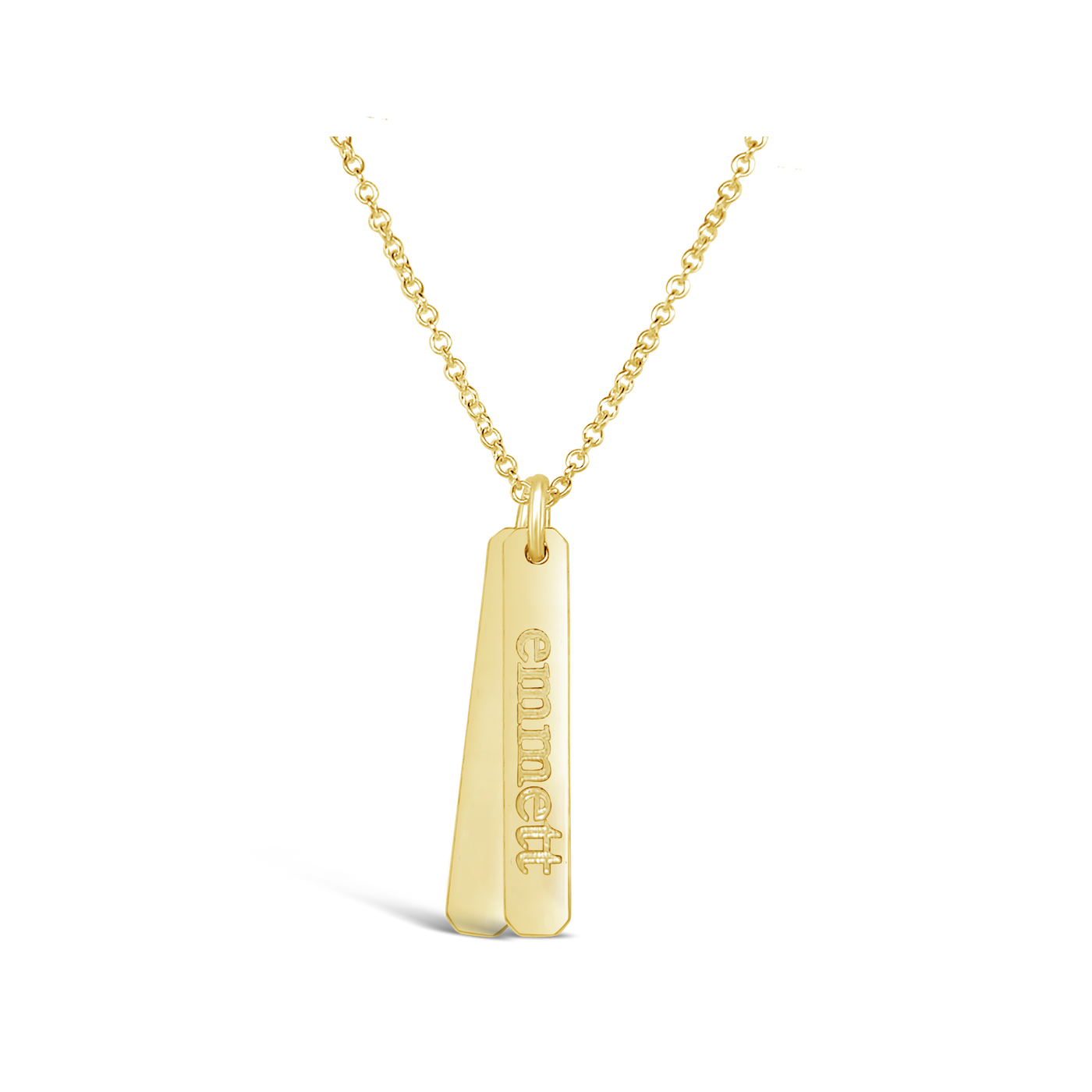 Name Petite Rectangle Necklace (2 Discs)