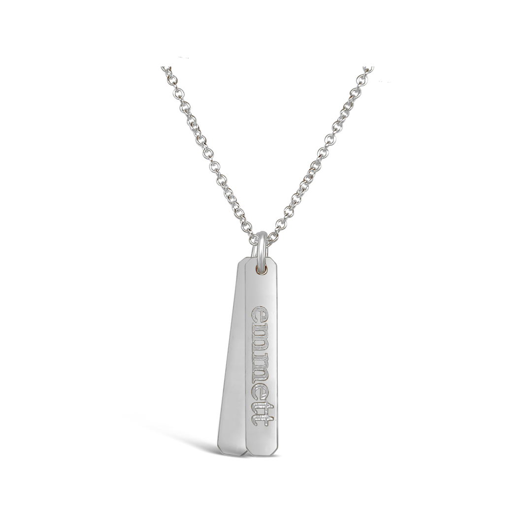 Name Petite Rectangle Necklace (2 Discs)