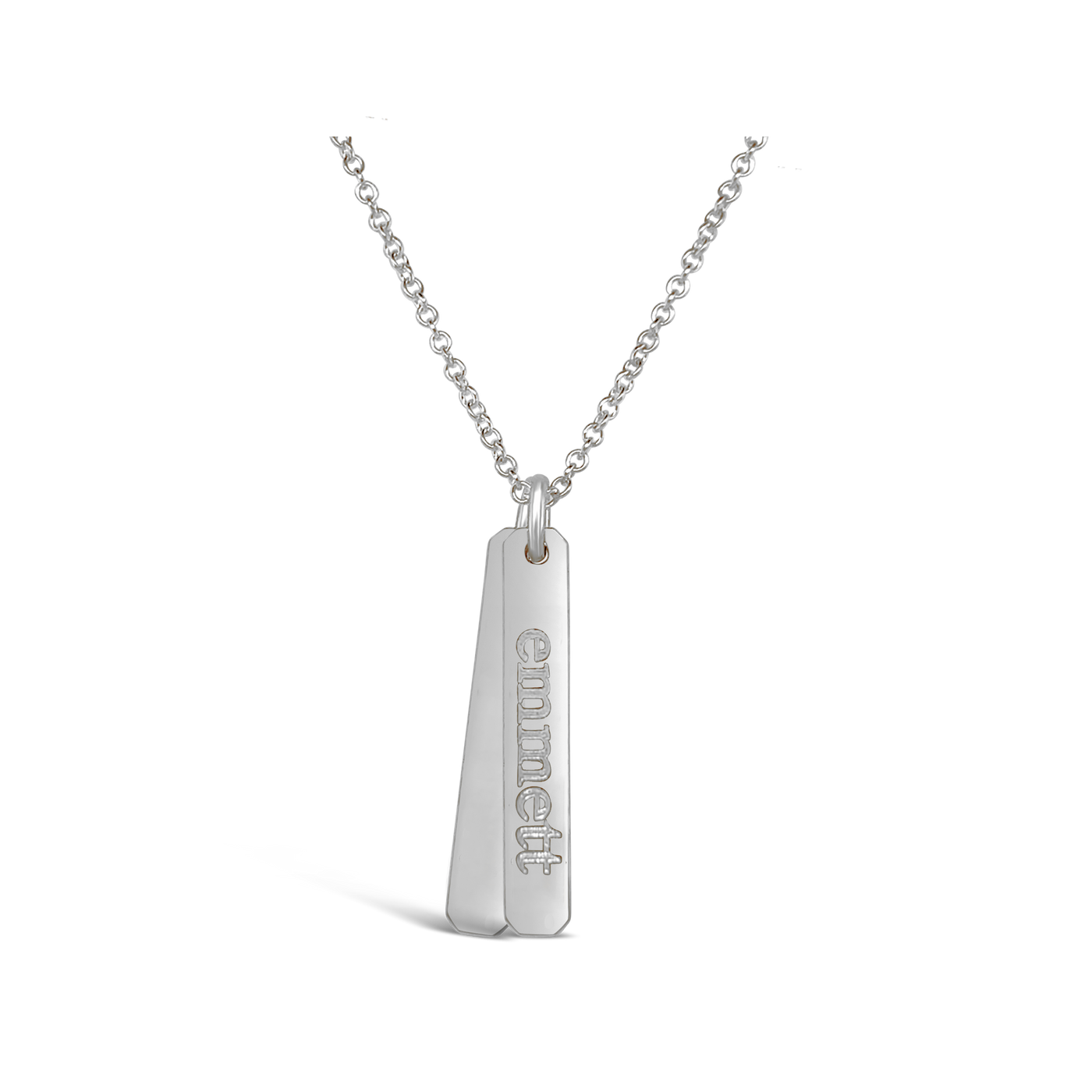 Name Petite Rectangle Necklace (2 Discs)