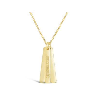 Name Petite Rectangle Necklace (3 Discs)