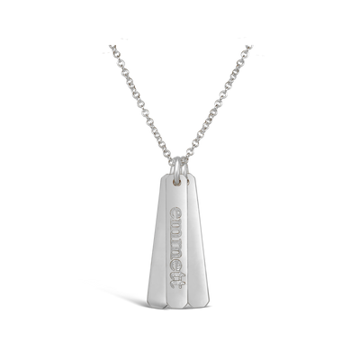 Name Petite Rectangle Necklace (3 Discs)