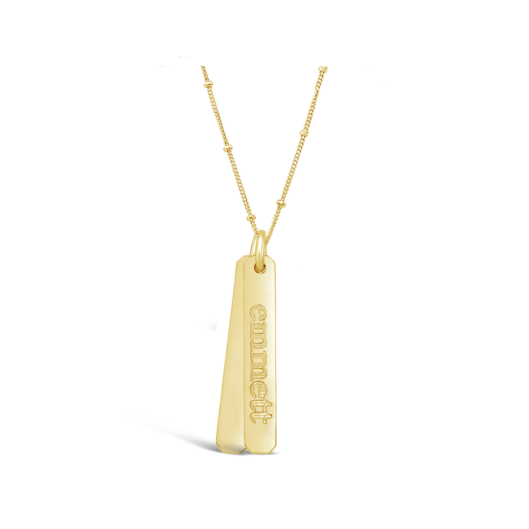 Name Petite Rectangle Necklace (2 Discs)