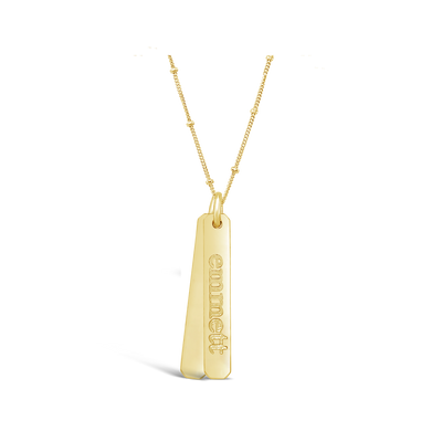 Name Petite Rectangle Necklace (2 Discs)