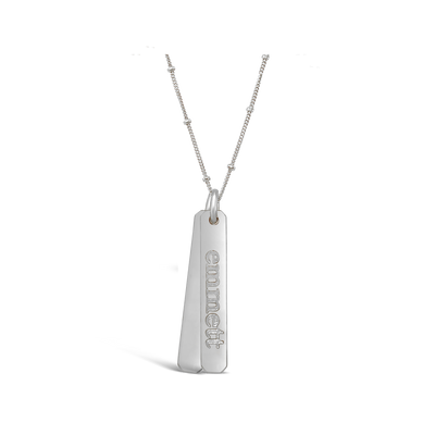Name Petite Rectangle Necklace (2 Discs)