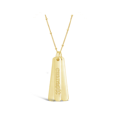 Name Petite Rectangle Necklace (3 Discs)