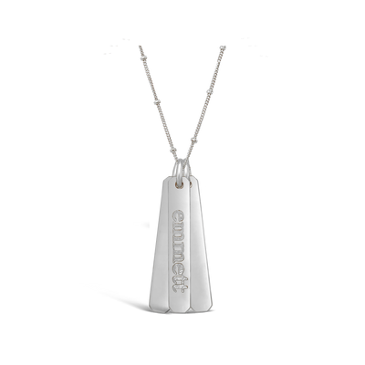 Name Petite Rectangle Necklace (3 Discs)