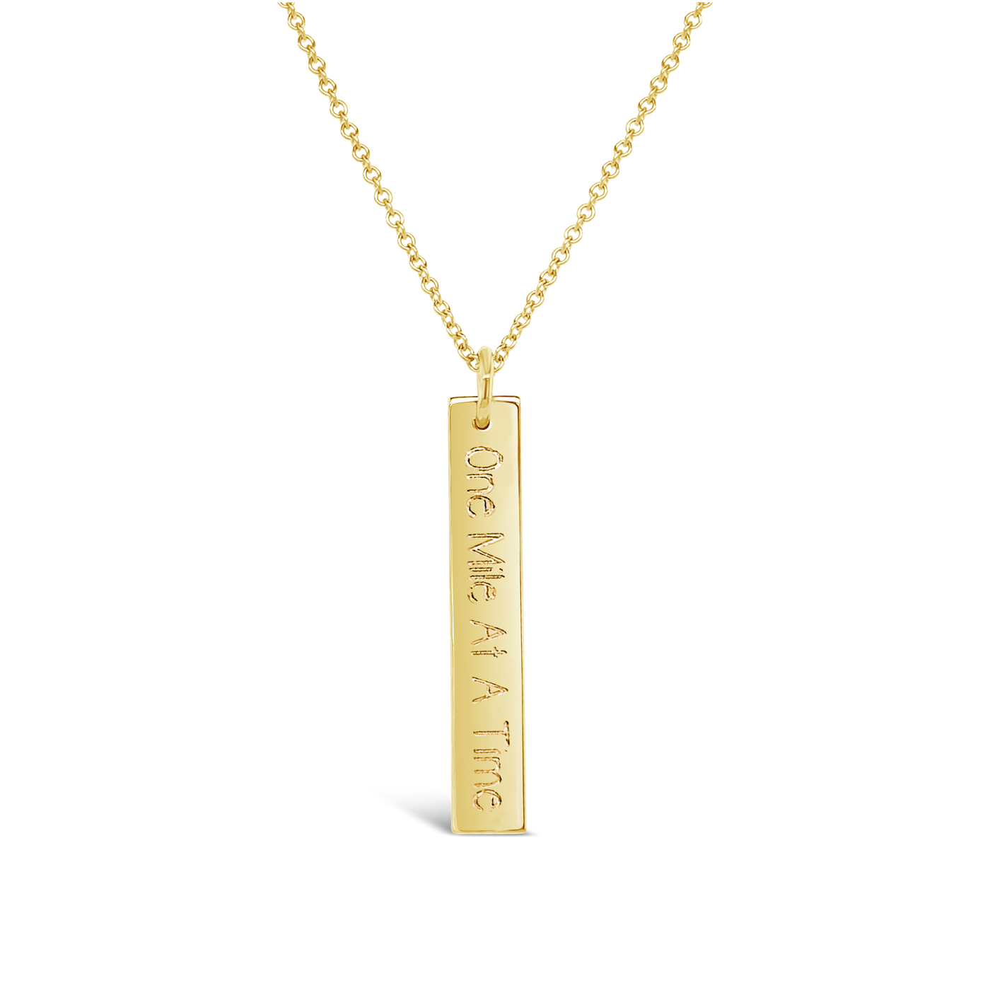 One Mile at a Time Rectangle Necklace