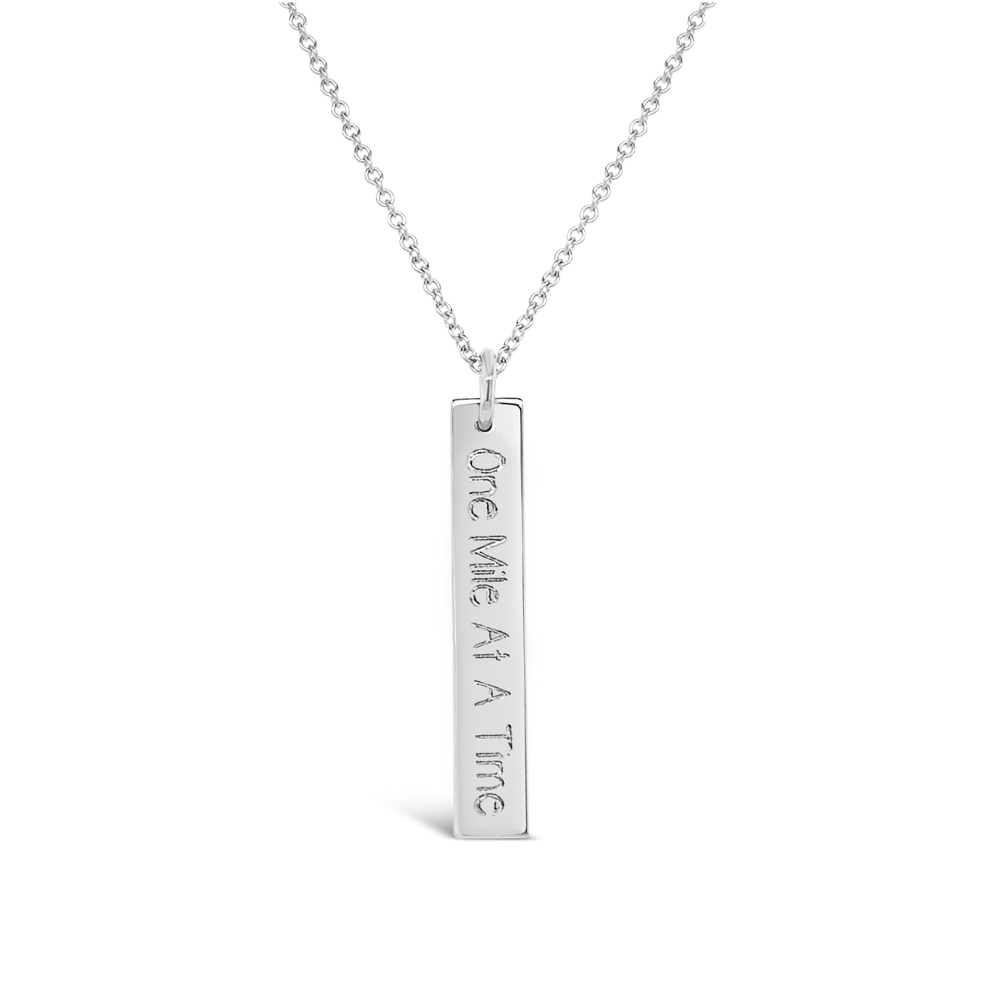 One Mile at a Time Rectangle Necklace
