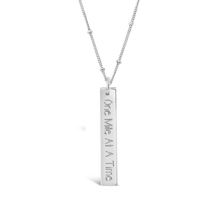 One Mile at a Time Rectangle Necklace