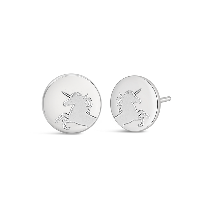 Unicorn Engraved Earrings