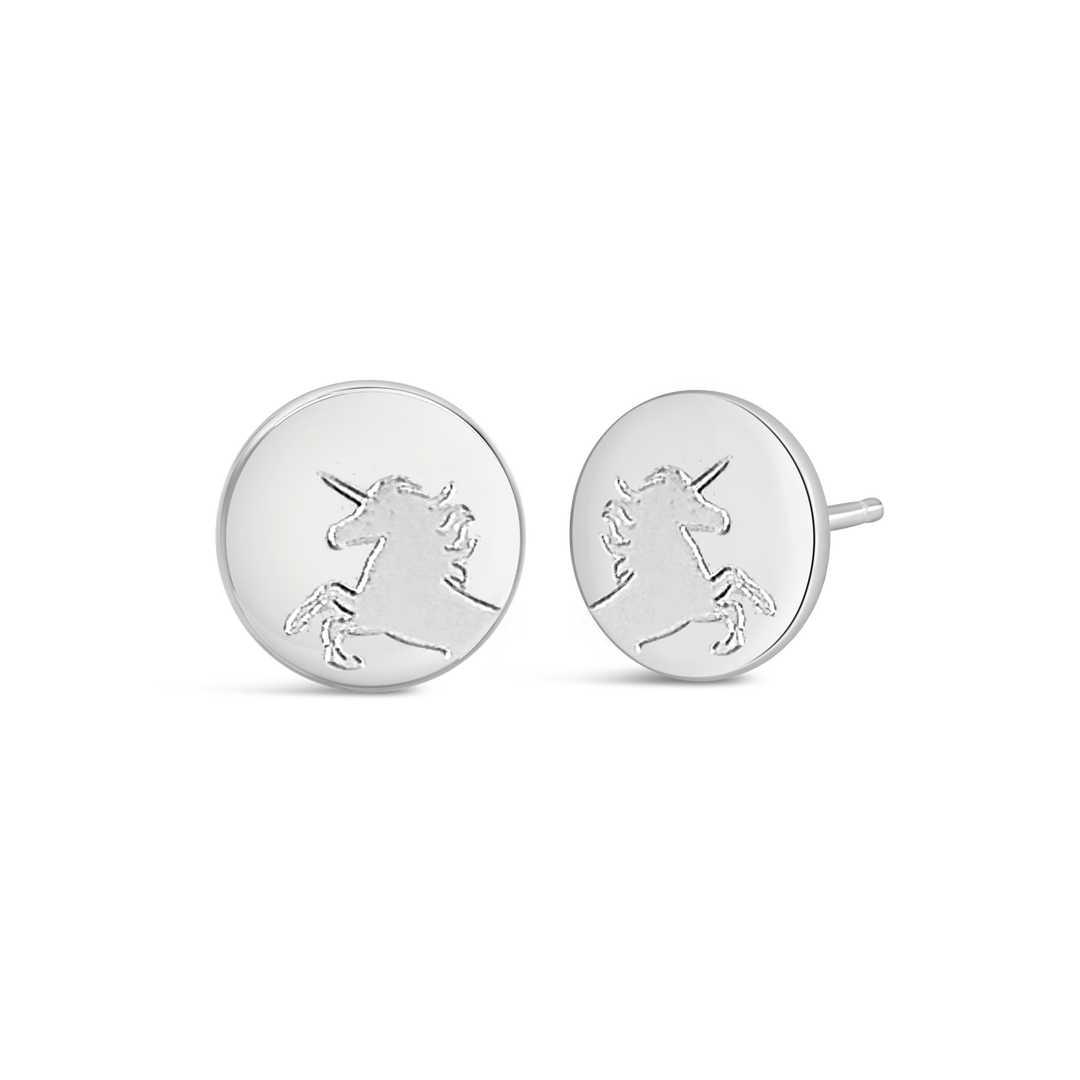 Unicorn Engraved Earrings