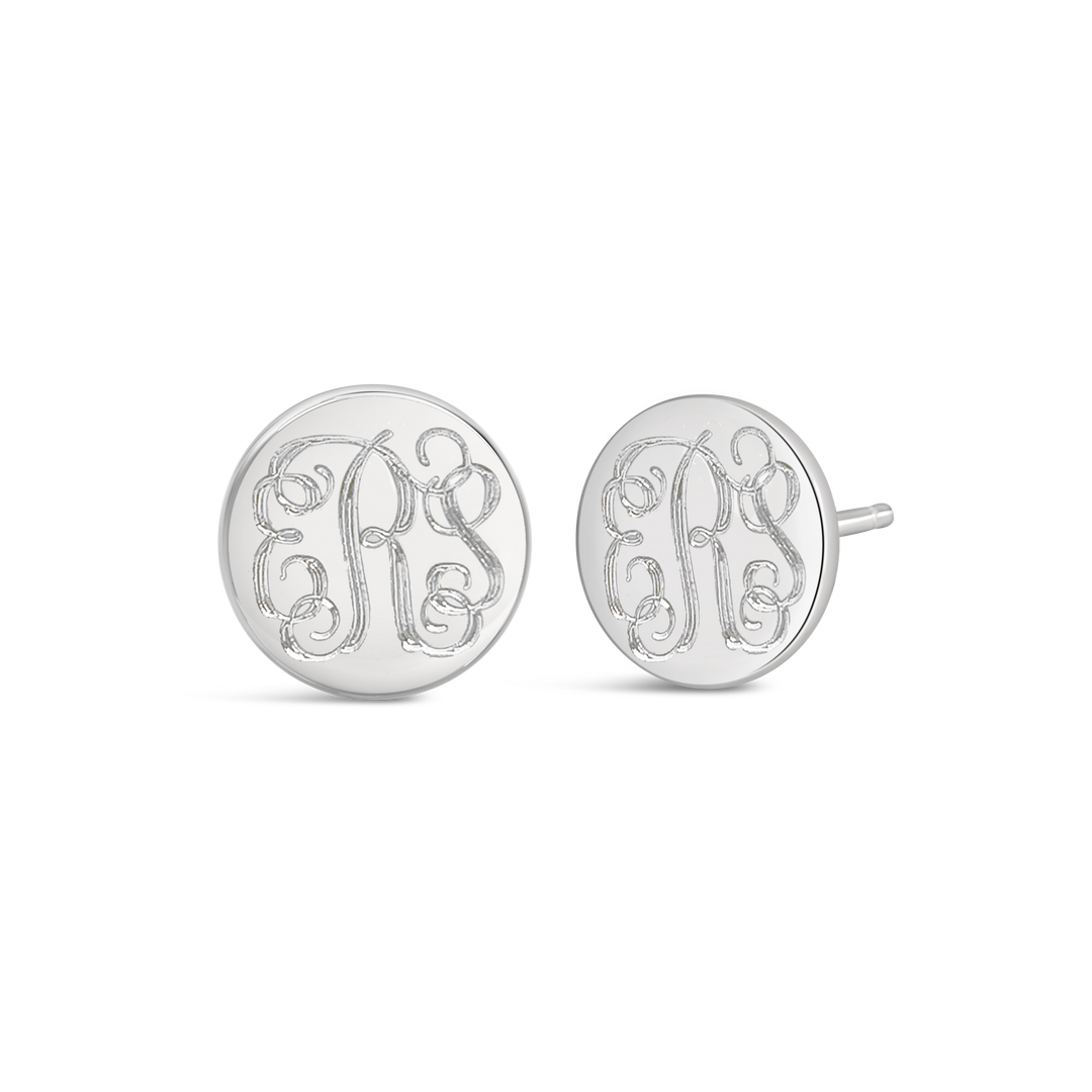 Vine Monogram Engraved Earrings