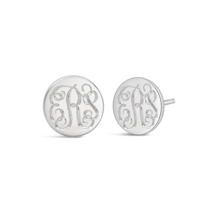 Vine Monogram Engraved Earrings