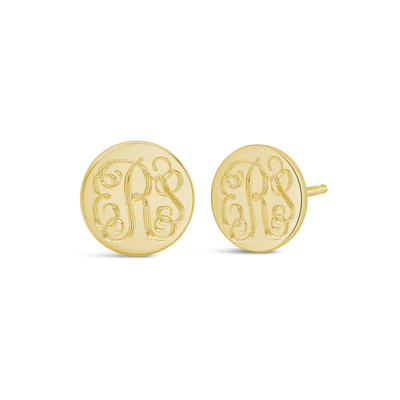 Vine Monogram Engraved Earrings