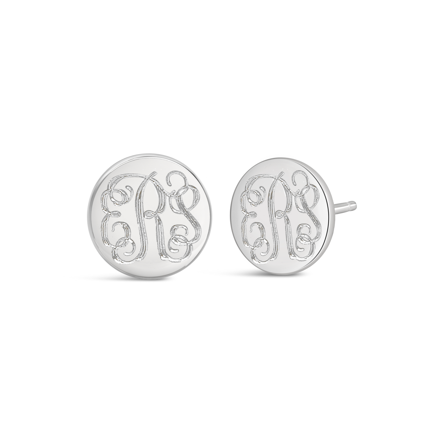 Vine Monogram Engraved Earrings
