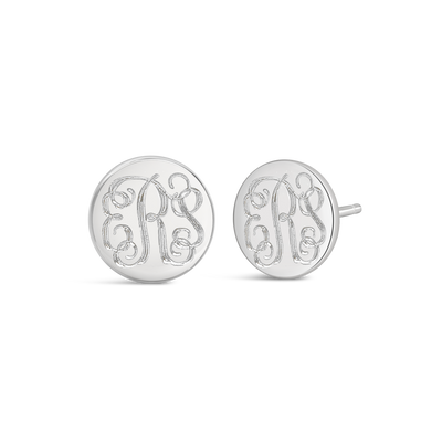Vine Monogram Engraved Earrings