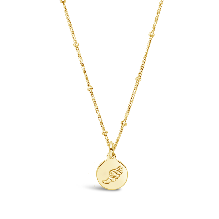 Winged Foot Disc Necklace